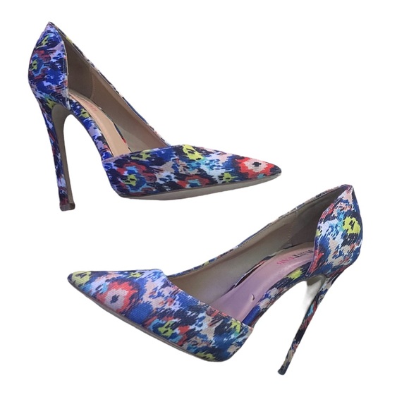 JUST FAB Stilettos floral Multi Color Pumps High Heels Womens Size 6